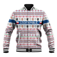 Czech Republic Christmas Baseball Jacket with Folk Embroidery Design, National Coat of Arms, and Festive Motif - Wonder Print Shop