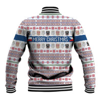 Czech Republic Christmas Baseball Jacket with Folk Embroidery Design, National Coat of Arms, and Festive Motif - Wonder Print Shop