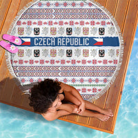 Czech Republic Christmas Beach Blanket with Folk Embroidery Design, National Coat of Arms, and Festive Motif - Wonder Print Shop