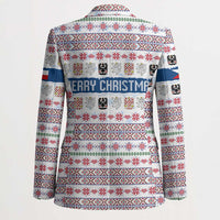 Czech Republic Christmas Blazer with Folk Embroidery Design, National Coat of Arms, and Festive Motif - Wonder Print Shop