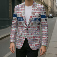 Czech Republic Christmas Blazer with Folk Embroidery Design, National Coat of Arms, and Festive Motif - Wonder Print Shop