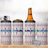 Czech Republic Christmas 4 in 1 Can Cooler Tumbler with Folk Embroidery Design, National Coat of Arms, and Festive Motif - Wonder Print Shop