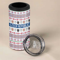 Czech Republic Christmas 4 in 1 Can Cooler Tumbler with Folk Embroidery Design, National Coat of Arms, and Festive Motif - Wonder Print Shop