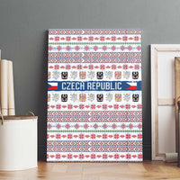 Czech Republic Christmas Canvas Wall Art with Folk Embroidery Design, National Coat of Arms, and Festive Motif - Wonder Print Shop