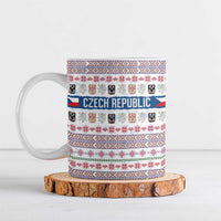 Czech Republic Christmas Ceramic Mug with Folk Embroidery Design, National Coat of Arms, and Festive Motif - Wonder Print Shop