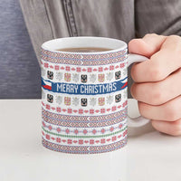 Czech Republic Christmas Ceramic Mug with Folk Embroidery Design, National Coat of Arms, and Festive Motif - Wonder Print Shop