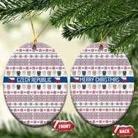 Czech Republic Christmas Ceramic Ornament with Folk Embroidery Design, National Coat of Arms, and Festive Motif - Wonder Print Shop