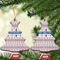 Czech Republic Christmas Ceramic Ornament with Folk Embroidery Design, National Coat of Arms, and Festive Motif - Wonder Print Shop