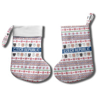 Czech Republic Christmas Stocking with Folk Embroidery Design, National Coat of Arms, and Festive Motif - Wonder Print Shop