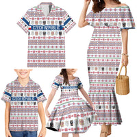 Czech Republic Christmas Family Matching Mermaid Dress and Hawaiian Shirt with Folk Embroidery Design, National Coat of Arms, and Festive Motif - Wonder Print Shop