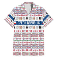 Czech Republic Christmas Family Matching Mermaid Dress and Hawaiian Shirt with Folk Embroidery Design, National Coat of Arms, and Festive Motif - Wonder Print Shop