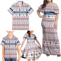 Czech Republic Christmas Family Matching Off Shoulder Maxi Dress and Hawaiian Shirt with Folk Embroidery Design, National Coat of Arms, and Festive Motif - Wonder Print Shop