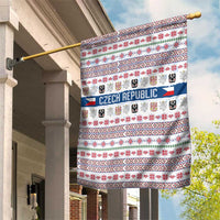 Czech Republic Christmas Garden Flag with Folk Embroidery Design, National Coat of Arms, and Festive Motif - Wonder Print Shop