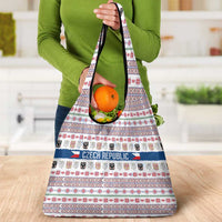 Czech Republic Christmas Grocery Bag with Folk Embroidery Design, National Coat of Arms, and Festive Motif - Wonder Print Shop