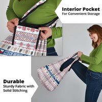 Czech Republic Christmas Grocery Bag with Folk Embroidery Design, National Coat of Arms, and Festive Motif - Wonder Print Shop