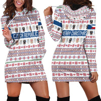 Czech Republic Christmas Hoodie Dress with Folk Embroidery Design, National Coat of Arms, and Festive Motif - Wonder Print Shop