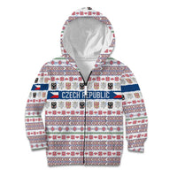 Czech Republic Christmas Kid Hoodie with Folk Embroidery Design, National Coat of Arms, and Festive Motif - Wonder Print Shop