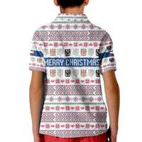 Czech Republic Christmas Kid Polo Shirt with Folk Embroidery Design, National Coat of Arms, and Festive Motif - Wonder Print Shop