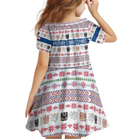 Czech Republic Christmas Kid Short Sleeve Dress with Folk Embroidery Design, National Coat of Arms, and Festive Motif - Wonder Print Shop