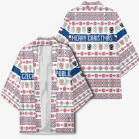 Czech Republic Christmas Kimono with Folk Embroidery Design, National Coat of Arms, and Festive Motif - Wonder Print Shop