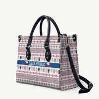 Czech Republic Christmas Leather Bag with Folk Embroidery Design, National Coat of Arms, and Festive Motif - Wonder Print Shop