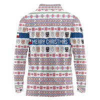 Czech Republic Christmas Long Sleeve Polo Shirt with Folk Embroidery Design, National Coat of Arms, and Festive Motif - Wonder Print Shop