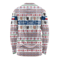 Czech Republic Christmas Long Sleeve Shirt with Folk Embroidery Design, National Coat of Arms, and Festive Motif - Wonder Print Shop