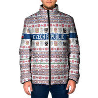 Czech Republic Christmas Padded Jacket with Folk Embroidery Design, National Coat of Arms, and Festive Motif - Wonder Print Shop
