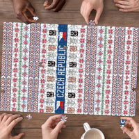 Czech Republic Christmas Puzzle with Folk Embroidery Design, National Coat of Arms, and Festive Motif - Wonder Print Shop
