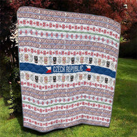 Czech Republic Christmas Quilt with Folk Embroidery Design, National Coat of Arms, and Festive Motif - Wonder Print Shop