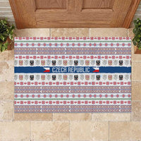Czech Republic Christmas Rubber Doormat with Folk Embroidery Design, National Coat of Arms, and Festive Motif - Wonder Print Shop