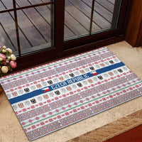 Czech Republic Christmas Rubber Doormat with Folk Embroidery Design, National Coat of Arms, and Festive Motif - Wonder Print Shop