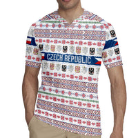 Czech Republic Christmas Rugby Jersey with Folk Embroidery Design, National Coat of Arms, and Festive Motif - Wonder Print Shop