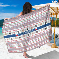 Czech Republic Christmas Sarong with Folk Embroidery Design, National Coat of Arms, and Festive Motif - Wonder Print Shop