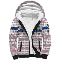 Czech Republic Christmas Sherpa Hoodie with Folk Embroidery Design, National Coat of Arms, and Festive Motif - Wonder Print Shop