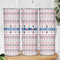 Czech Republic Christmas Skinny Tumbler with Folk Embroidery Design, National Coat of Arms, and Festive Motif - Wonder Print Shop