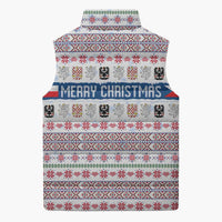 Czech Republic Christmas Sleeveless Puffer Jacket with Folk Embroidery Design, National Coat of Arms, and Festive Motif - Wonder Print Shop