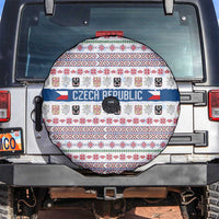 Czech Republic Christmas Spare Tire Cover with Folk Embroidery Design, National Coat of Arms, and Festive Motif - Wonder Print Shop