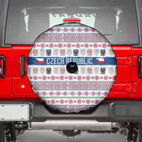 Czech Republic Christmas Spare Tire Cover with Folk Embroidery Design, National Coat of Arms, and Festive Motif - Wonder Print Shop