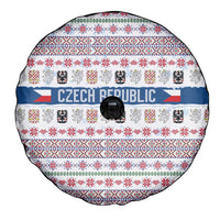 Czech Republic Christmas Spare Tire Cover with Folk Embroidery Design, National Coat of Arms, and Festive Motif - Wonder Print Shop