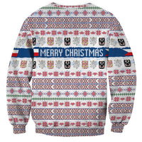 Czech Republic Christmas Sweatshirt with Folk Embroidery Design, National Coat of Arms, and Festive Motif - Wonder Print Shop