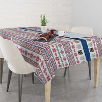 Czech Republic Christmas Tablecloth with Folk Embroidery Design, National Coat of Arms, and Festive Motif - Wonder Print Shop