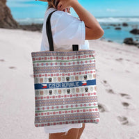 Czech Republic Christmas Tote Bag with Folk Embroidery Design, National Coat of Arms, and Festive Motif - Wonder Print Shop