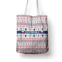 Czech Republic Christmas Tote Bag with Folk Embroidery Design, National Coat of Arms, and Festive Motif - Wonder Print Shop