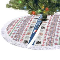 Czech Republic Christmas Tree Skirt with Folk Embroidery Design, National Coat of Arms, and Festive Motif - Wonder Print Shop