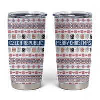 Czech Republic Christmas Tumbler Cup with Folk Embroidery Design, National Coat of Arms, and Festive Motif - Wonder Print Shop