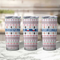 Czech Republic Christmas Tumbler Cup with Folk Embroidery Design, National Coat of Arms, and Festive Motif - Wonder Print Shop