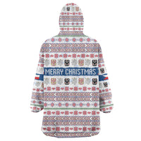 Czech Republic Christmas Wearable Blanket Hoodie with Folk Embroidery Design, National Coat of Arms, and Festive Motif - Wonder Print Shop