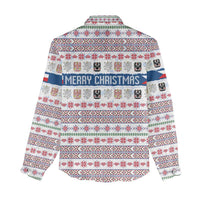 Czech Republic Christmas Women Casual Shirt with Folk Embroidery Design, National Coat of Arms, and Festive Motif - Wonder Print Shop