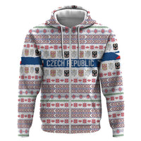 Czech Republic Christmas Zip Hoodie with Folk Embroidery Design, National Coat of Arms, and Festive Motif - Wonder Print Shop